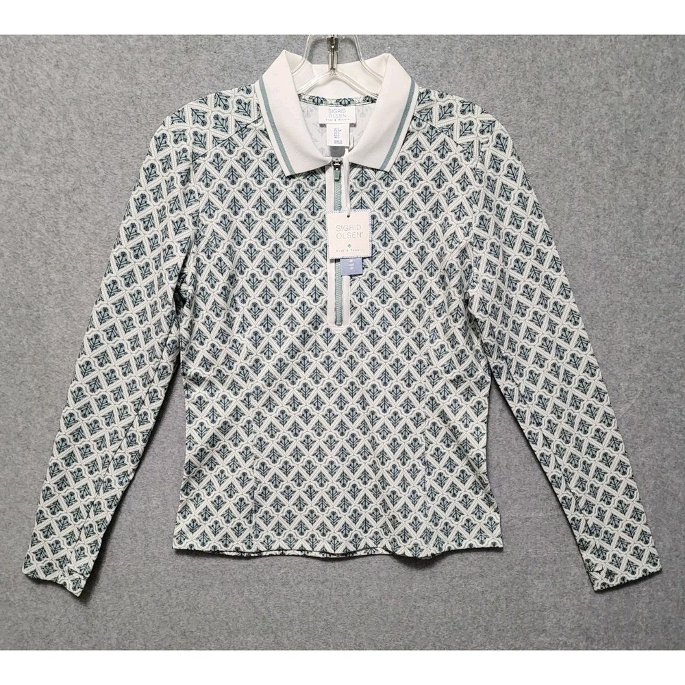 Sigrid Olsen Women's Golf Tennis Floral 1/4 Zip Long Sleeve Shirt Jacket S NWT - Picture 1 of 7
